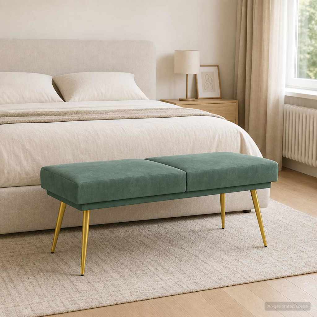 vidaXL Διπλή Επίστρωση Πάγκος Θαλασσί 120 x 45 x 46 εκ Βελούδο