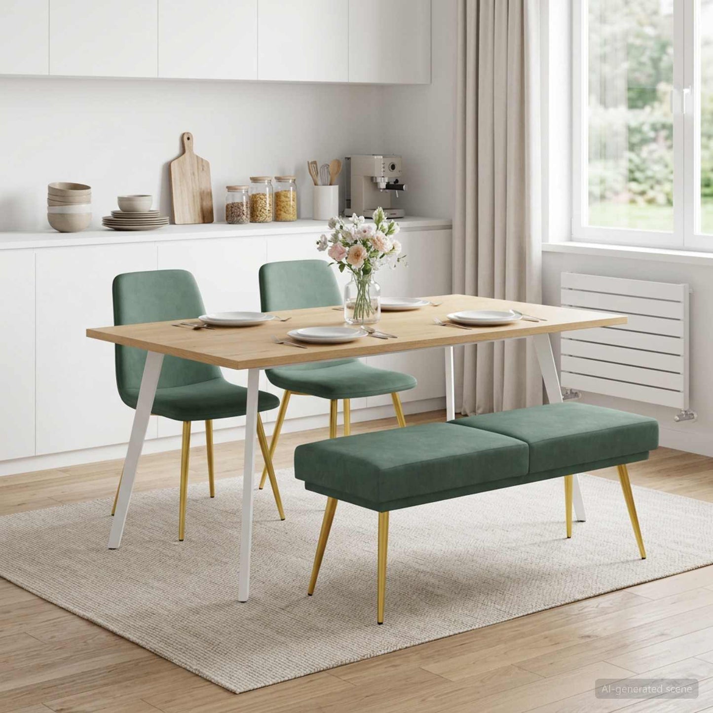 vidaXL Διπλή Επίστρωση Πάγκος Θαλασσί 120 x 45 x 46 εκ Βελούδο
