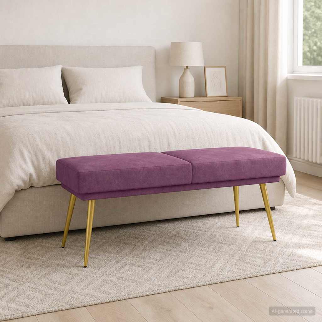 vidaXL Διπλή Επίστρωση Πάγκος Μοβ 120 x 45 x 46 εκ Βελούδο