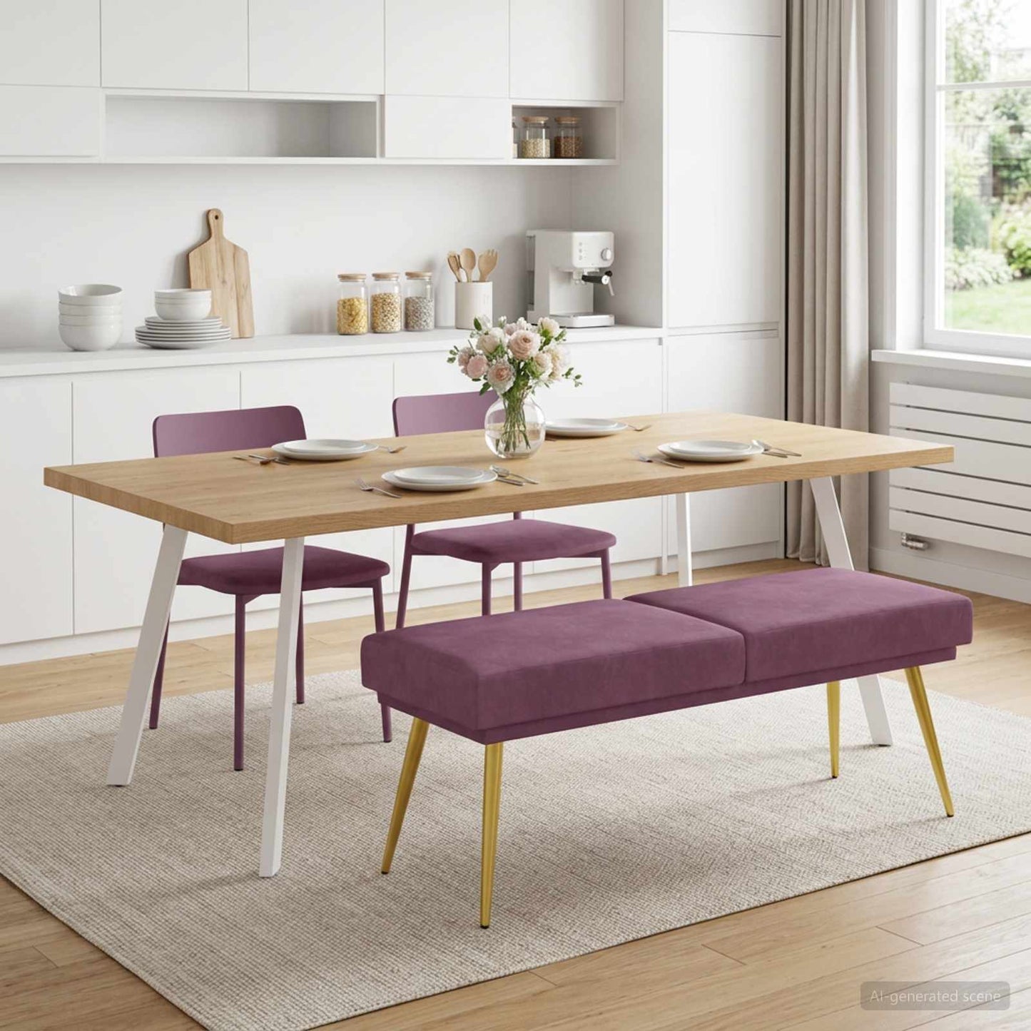 vidaXL Διπλή Επίστρωση Πάγκος Μοβ 120 x 45 x 46 εκ Βελούδο