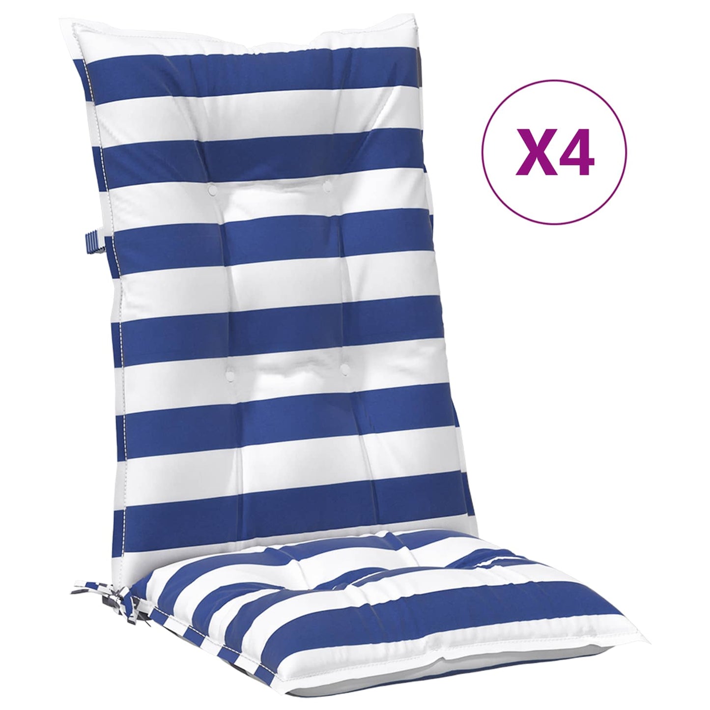 vidaXL Μαξιλάρι Εξωτερικού Χώρου 4 pcs Μπλε και άσπρο 120 x 50 x 7 εκ