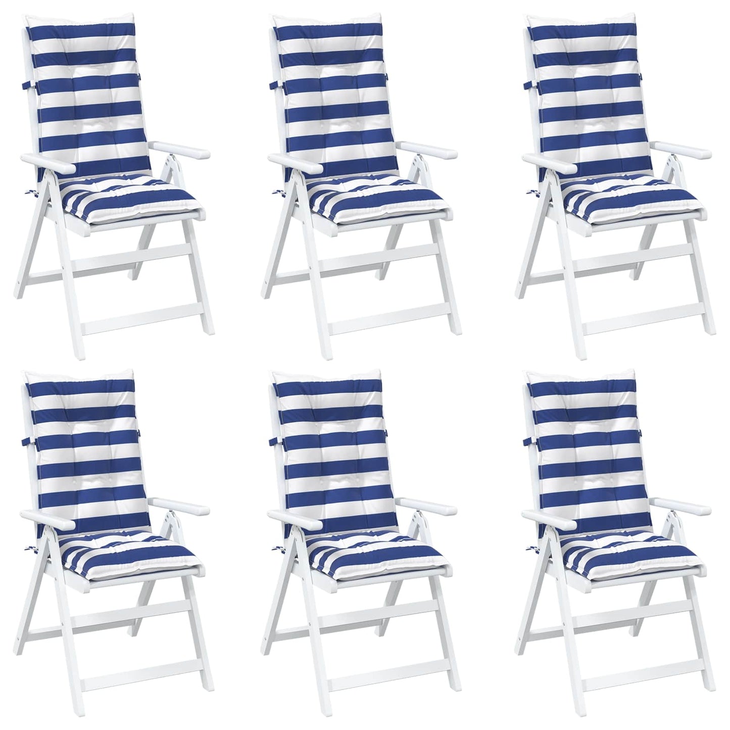 vidaXL Μαξιλάρι Εξωτερικού Χώρου 6 pcs Μπλε και άσπρο 120 x 50 x 7 εκ