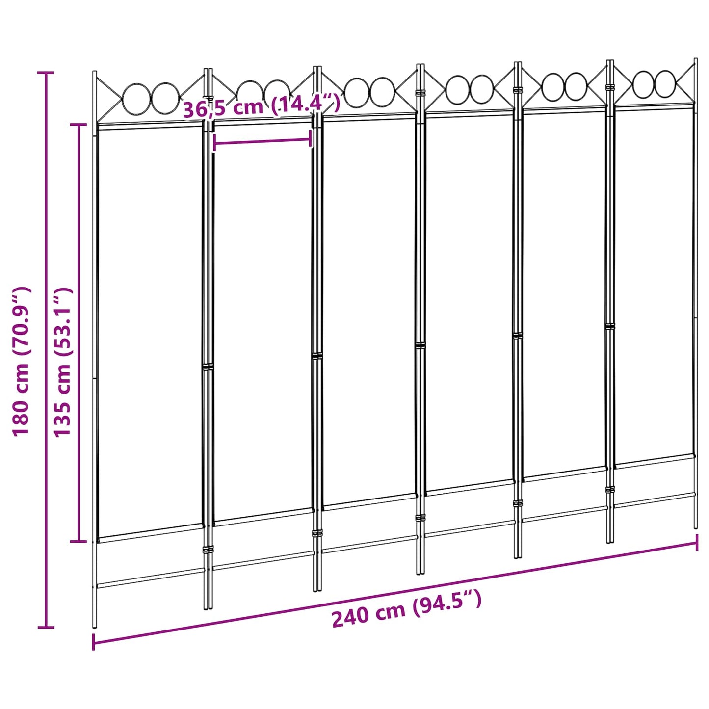 vidaXL Διαχωριστικό Δωματίου 6-Πάνελ Μπεζ 240 x 180 cm Ύφασμα