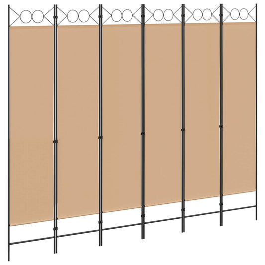 vidaXL Διαχωριστικό Δωματίου 6-Πάνελ Μπεζ 240 x 200 cm Ύφασμα