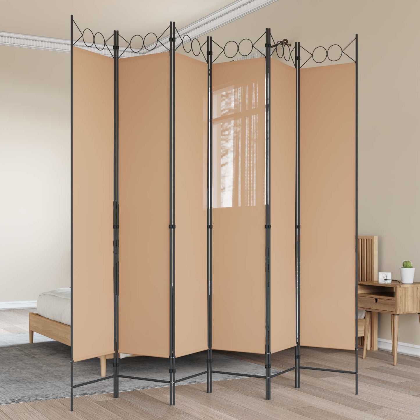 vidaXL Διαχωριστικό Δωματίου 6-Πάνελ Μπεζ 240 x 220 cm Ύφασμα