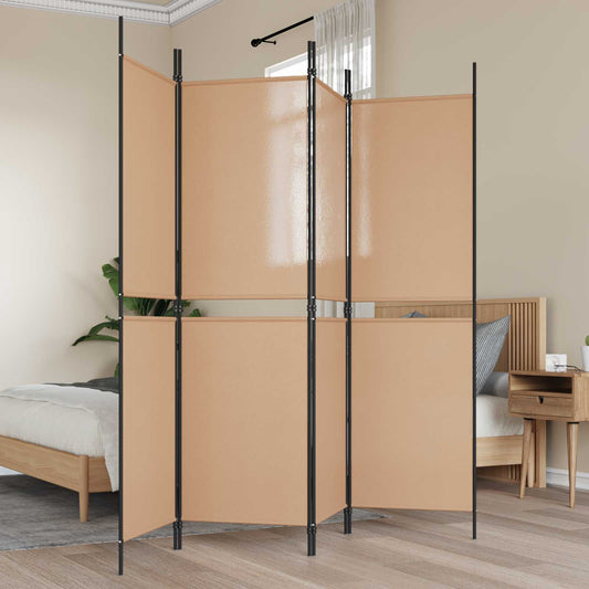 vidaXL Διαχωριστικό Δωματίου 4-Πανέλων Μπεζ 200 x 180 cm Ύφασμα