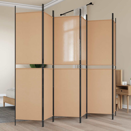 vidaXL Διαχωριστικό Δωματίου 6-Πάνελ Μπεζ 300 x 200 cm Ύφασμα