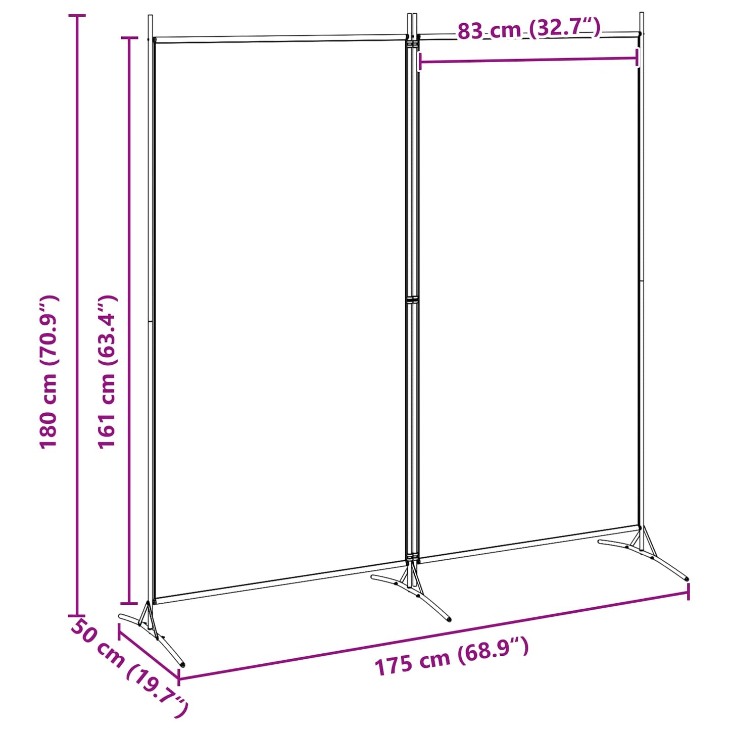 vidaXL Δίαυλος Δωματίου 2 Πάνελ Μπεζ 175 x 180 cm Ύφασμα