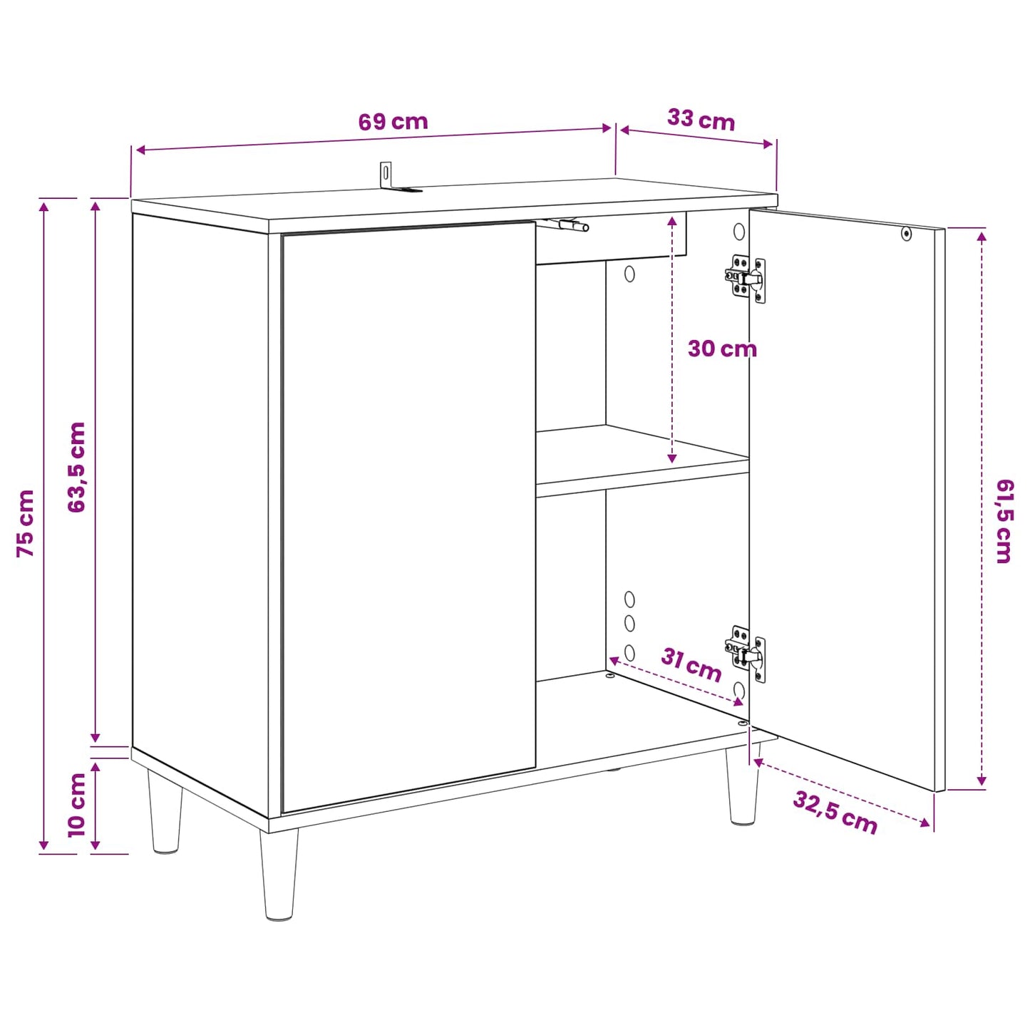 vidaXL Πλαϊνό γραφείο HEESCH Sonoma 69 x 33 x 75 εκ.