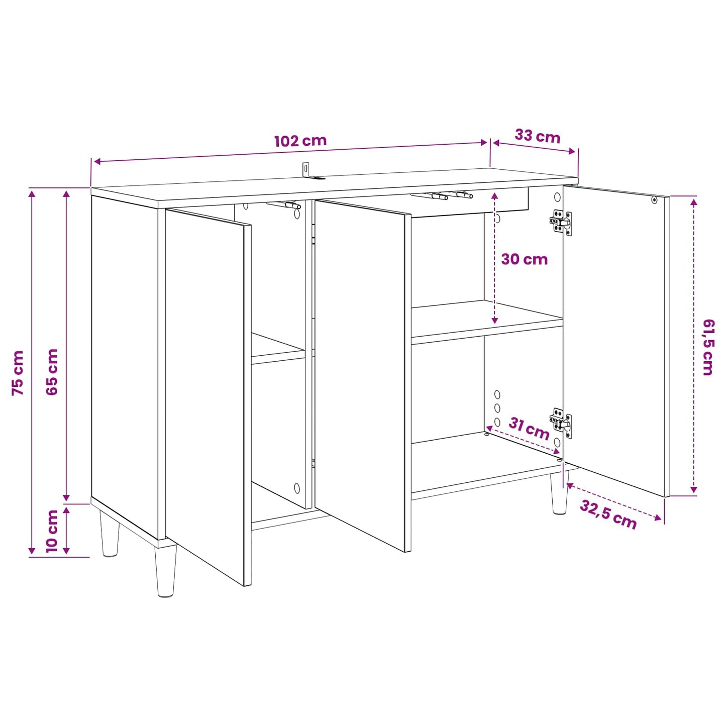 vidaXL Πλαϊνό γραφείο RHENEN Sonoma 102 x 33 x 75 εκ.