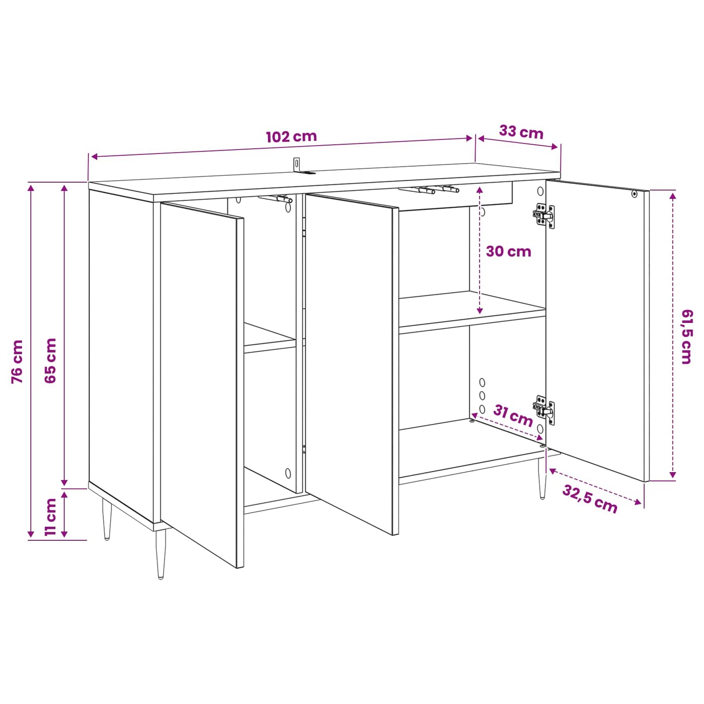 vidaXL Πλαϊνό γραφείο GOTHA Sonoma 102 x 33 x 75 εκ.