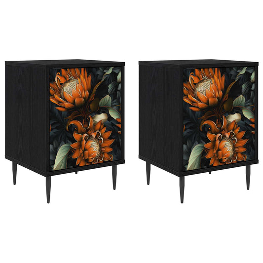 vidaXL Κομοδίνο LOCHEM 2 τεμ. Μαύρη Δρυς 36 x 33 x 51 εκ.