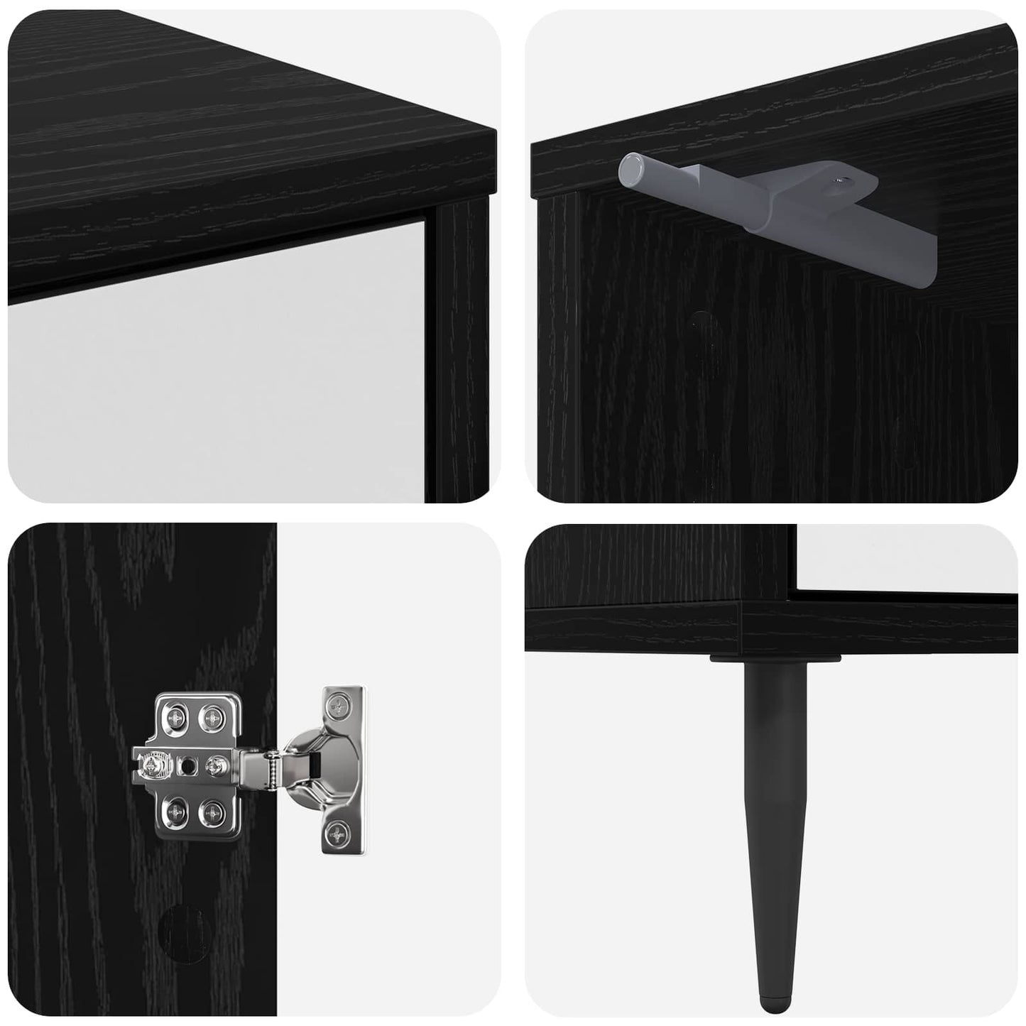 vidaXL Κομοδίνο HANAU Μαύρη Δρυς 36 x 33 x 51 εκ. Επεξεργασμένο Ξύλο