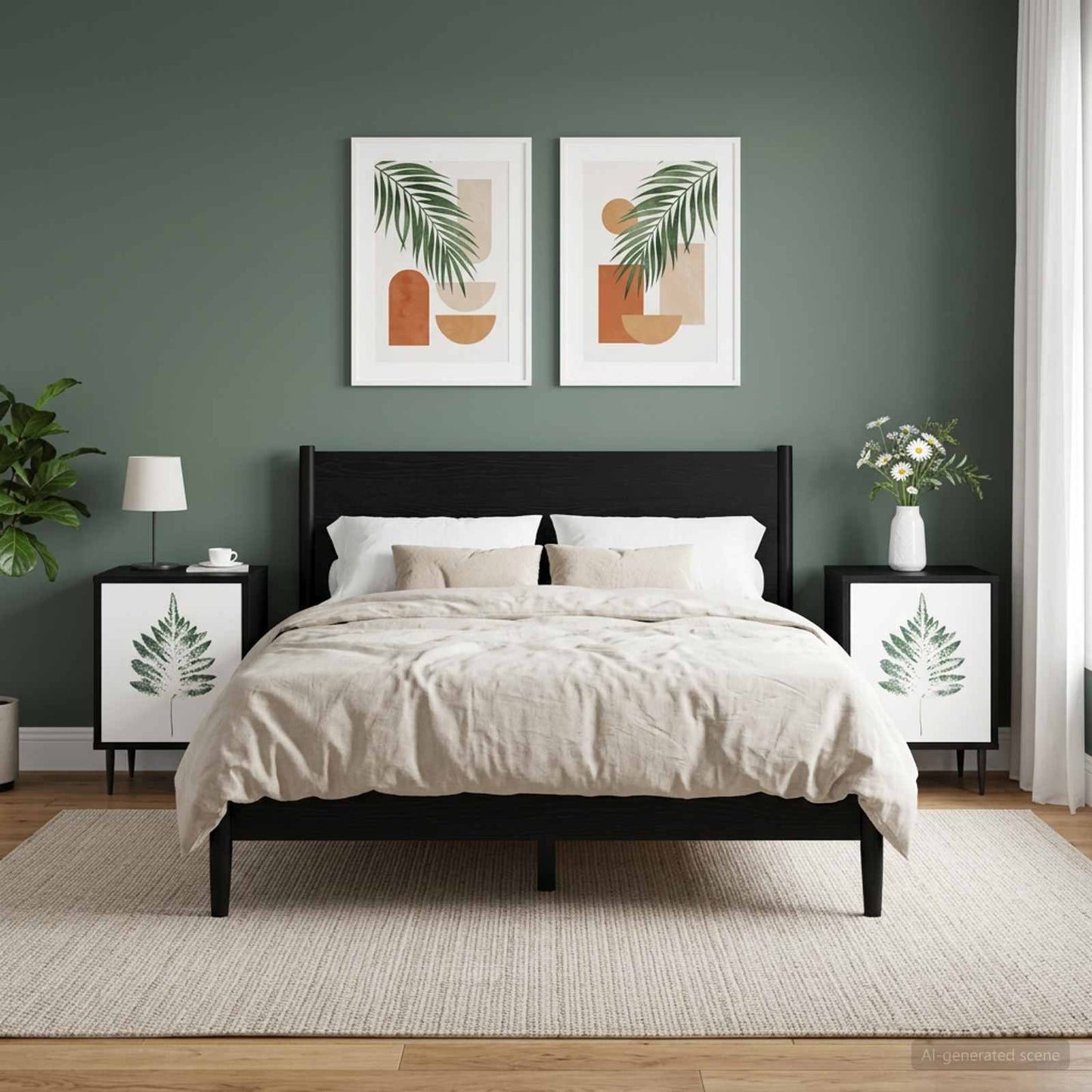 vidaXL Κομοδίνο HANAU 2 τμχ. Μαύρη Δρυς 36 x 33 x 51 εκ.