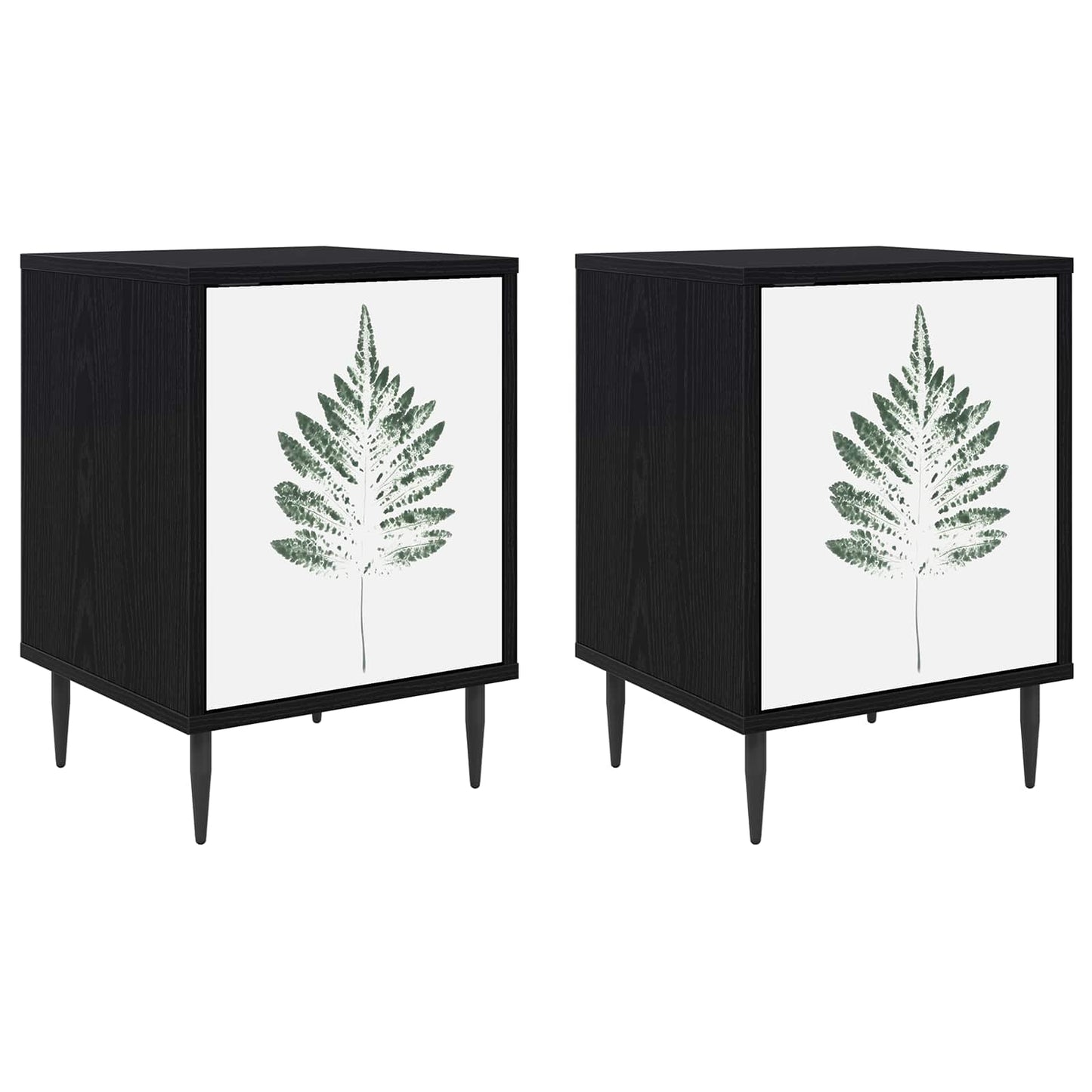 vidaXL Κομοδίνο HANAU 2 τμχ. Μαύρη Δρυς 36 x 33 x 51 εκ.