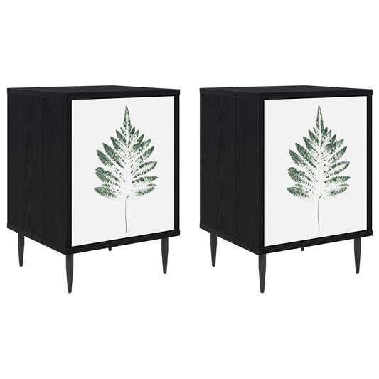 vidaXL Κομοδίνο HANAU 2 τμχ. Μαύρη Δρυς 36 x 33 x 51 εκ.