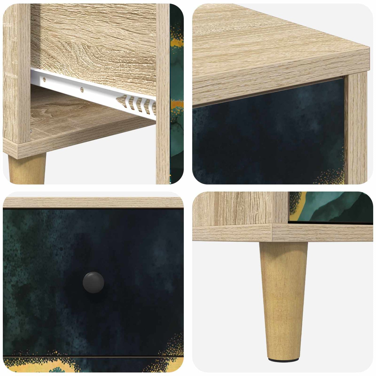 vidaXL Κομοδίνο WIJHE 2 τμχ. Sonoma Δρυς 36 x 33 x 60 εκ