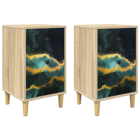 vidaXL Κομοδίνο WIJHE 2 τμχ. Sonoma Δρυς 36 x 33 x 60 εκ