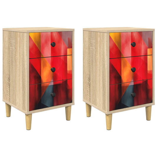 vidaXL Κομοδίνο HEESCH 2 τμχ. Sonoma Δρυς 36 x 33 x 60 εκ