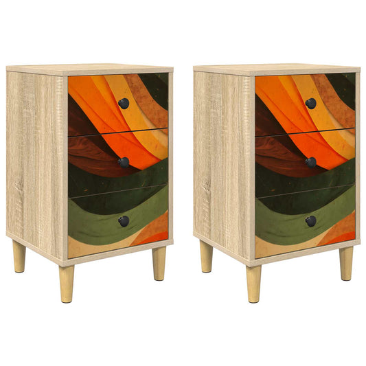 vidaXL Κομοδίνο ZAANDAM 2 τμχ. Sonoma Δρυς 36 x 33 x 60 εκ
