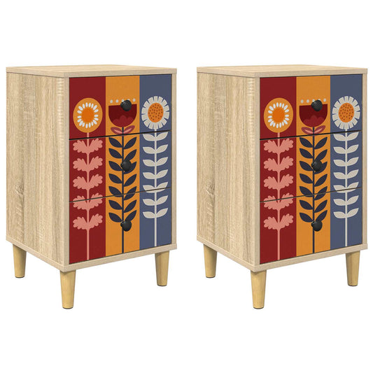 vidaXL Κομοδίνο ESSEN 2 τμχ. Sonoma Δρυς 36 x 33 x 60 εκ