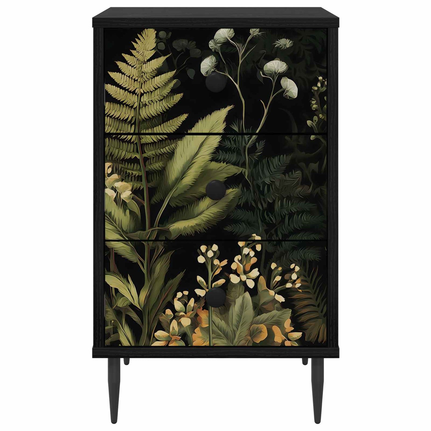 vidaXL Κομοδίνο RHENEN Μαύρη Δρυς 36 x 33 x 61 εκ. Επεξεργασμένο Ξύλο