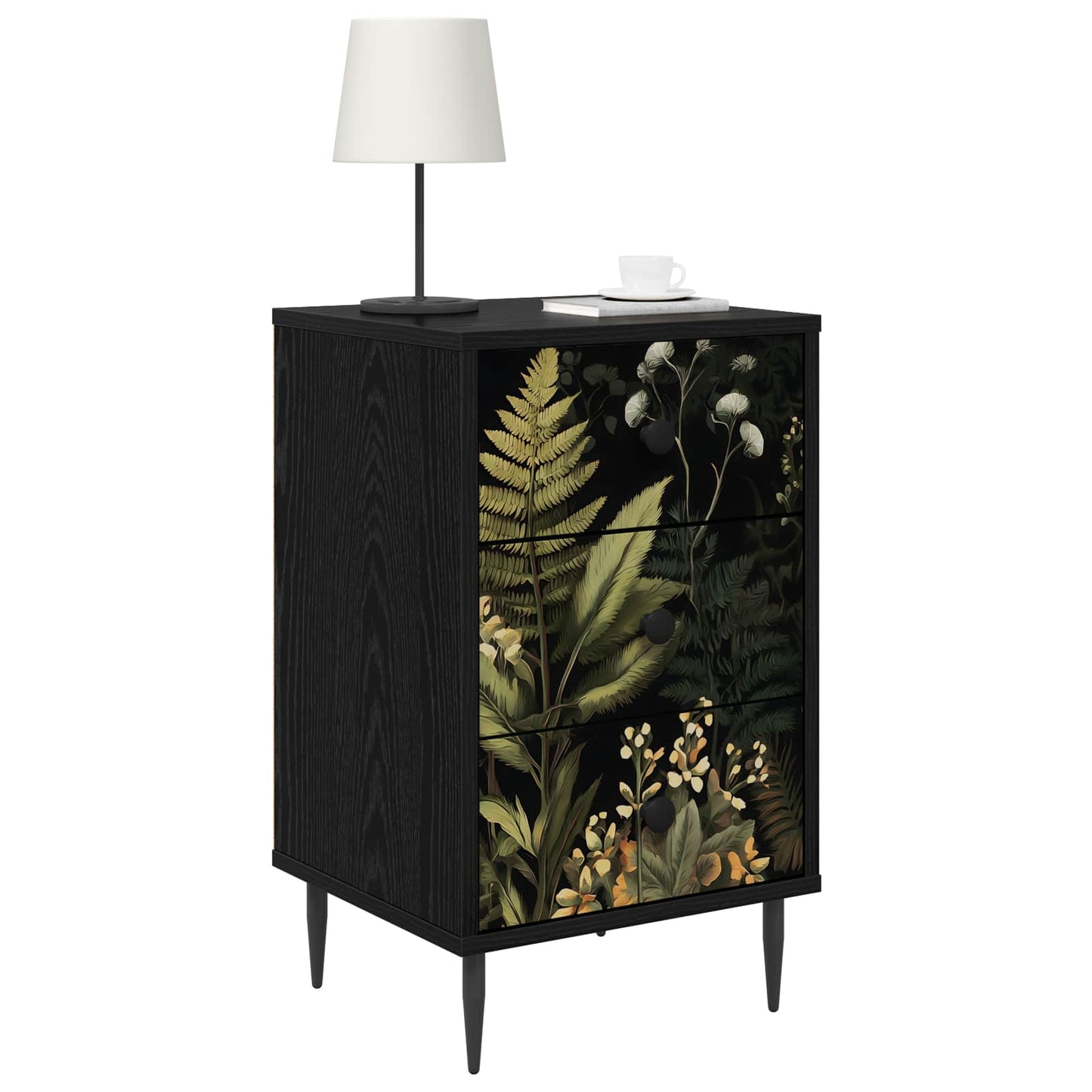 vidaXL Κομοδίνο RHENEN 2 τμχ. Μαύρη Δρυς 36 x 33 x 61 εκ.