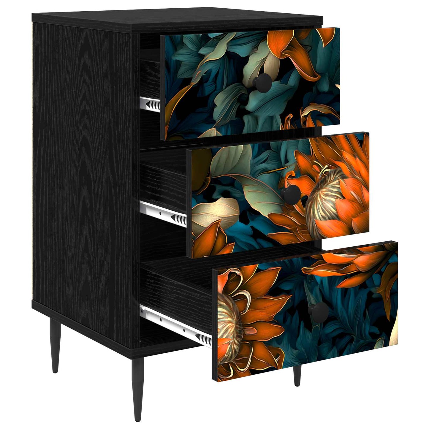 vidaXL Κομοδίνο LOCHEM Μαύρη Δρυς 36 x 33 x 61 εκ. Επεξεργασμένο Ξύλο