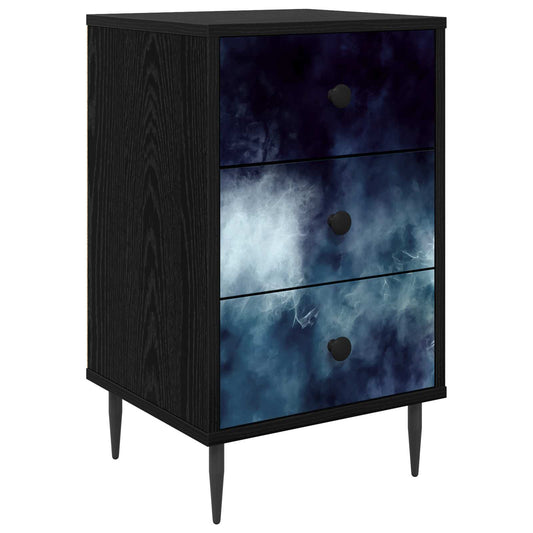 vidaXL Κομοδίνο RAALTE Μαύρη Δρυς 36 x 33 x 61 εκ. Επεξεργασμένο Ξύλο