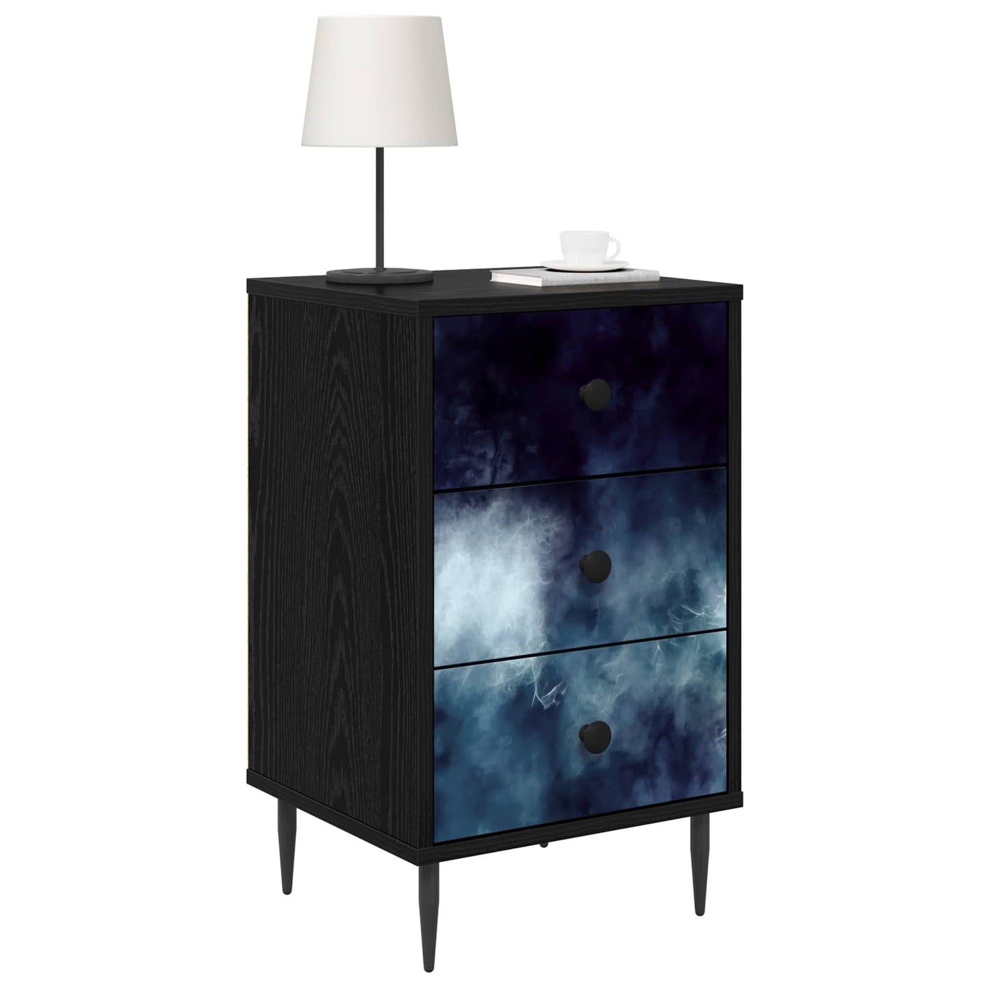 vidaXL Κομοδίνο RAALTE Μαύρη Δρυς 36 x 33 x 61 εκ. Επεξεργασμένο Ξύλο