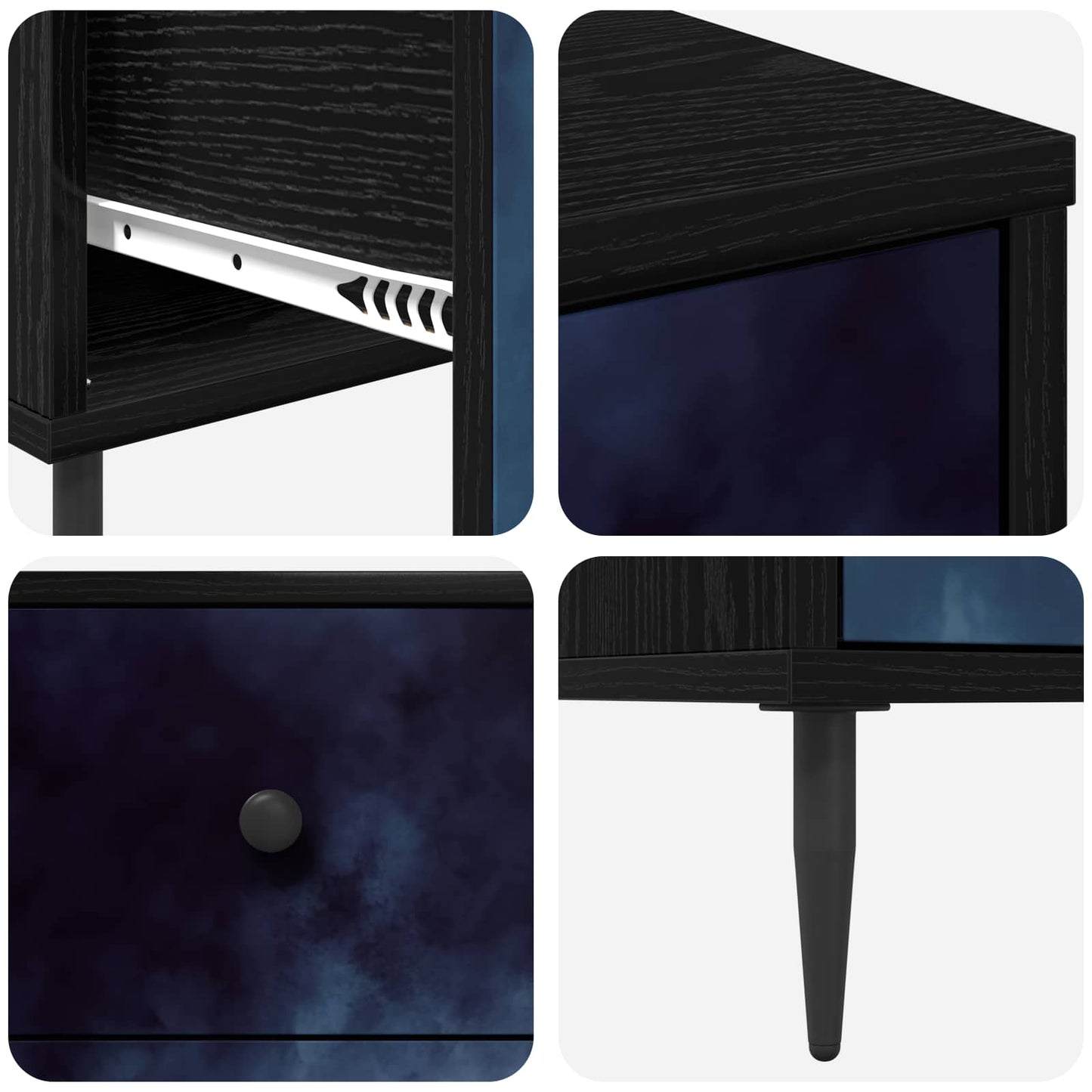 vidaXL Κομοδίνο RAALTE 2 τμχ. Μαύρη Δρυς 36 x 33 x 61 εκ.