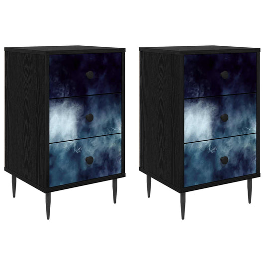 vidaXL Κομοδίνο RAALTE 2 τμχ. Μαύρη Δρυς 36 x 33 x 61 εκ.