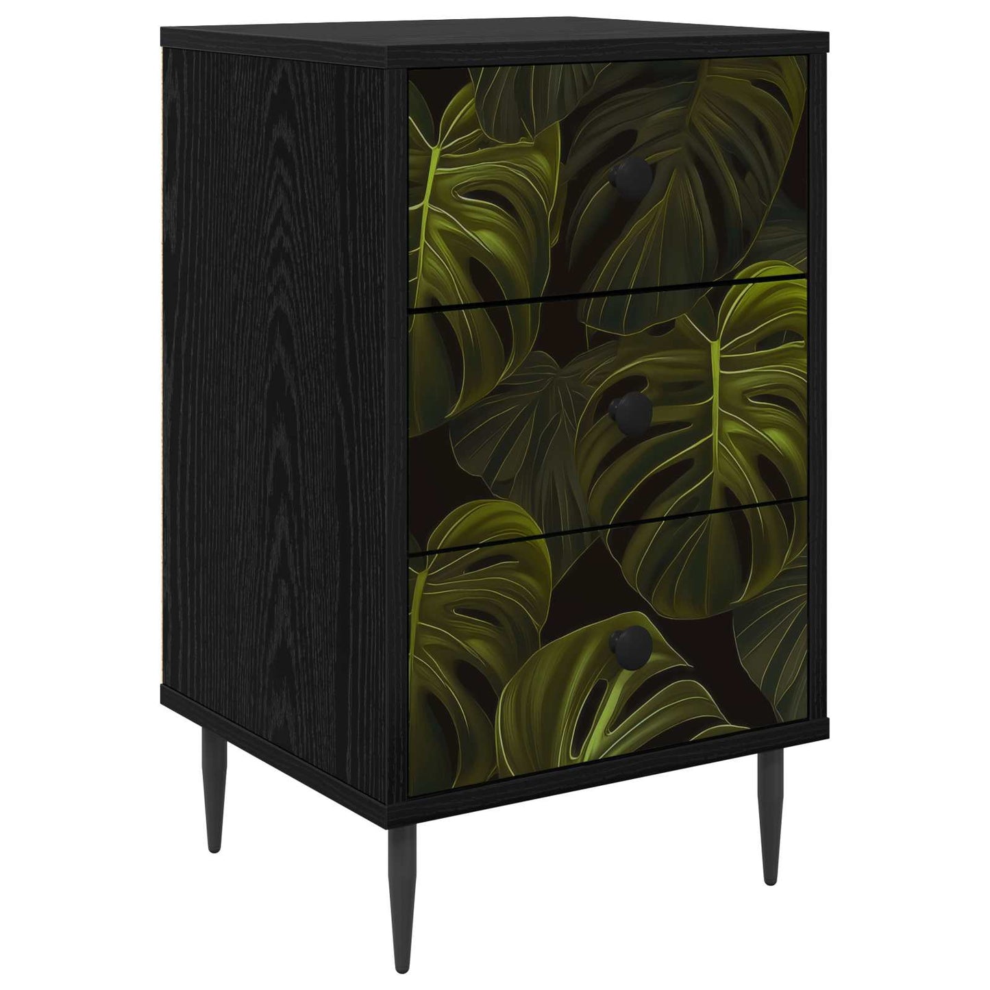 vidaXL Κομοδίνο ELBURG Μαύρη Δρυς 36 x 33 x 61 εκ. Επεξεργασμένο Ξύλο