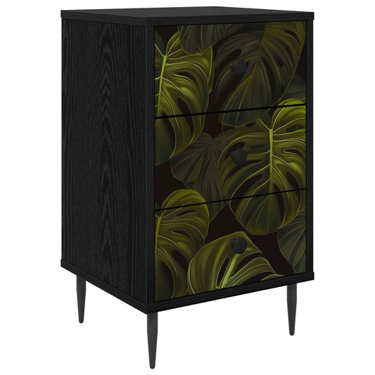 vidaXL Κομοδίνο ELBURG Μαύρη Δρυς 36 x 33 x 61 εκ. Επεξεργασμένο Ξύλο