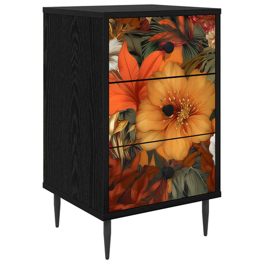 vidaXL Κομοδίνο GENNEP Μαύρη Δρυς 36 x 33 x 61 εκ. Επεξεργασμένο Ξύλο