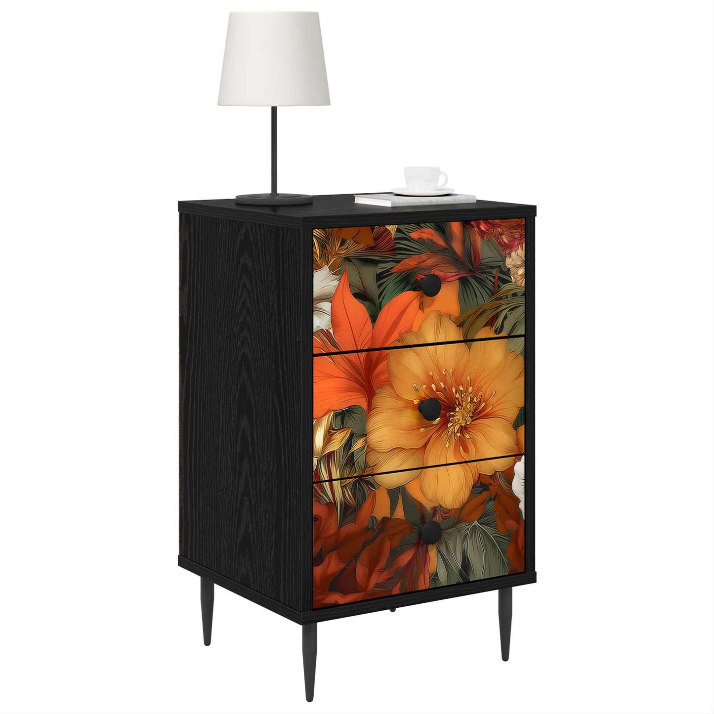 vidaXL Κομοδίνο GENNEP Μαύρη Δρυς 36 x 33 x 61 εκ. Επεξεργασμένο Ξύλο