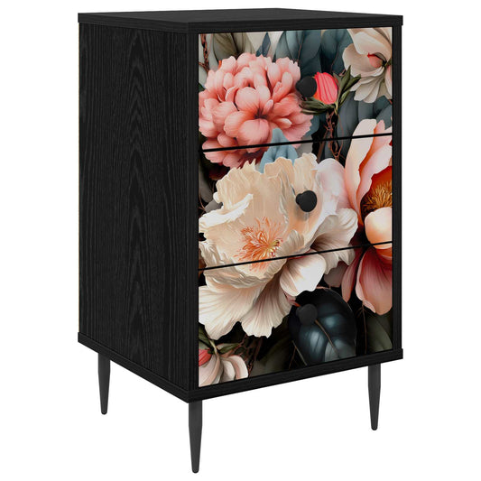 vidaXL Κομοδίνο BORNE Μαύρη Δρυς 36 x 33 x 61 εκ. Επεξεργασμένο Ξύλο