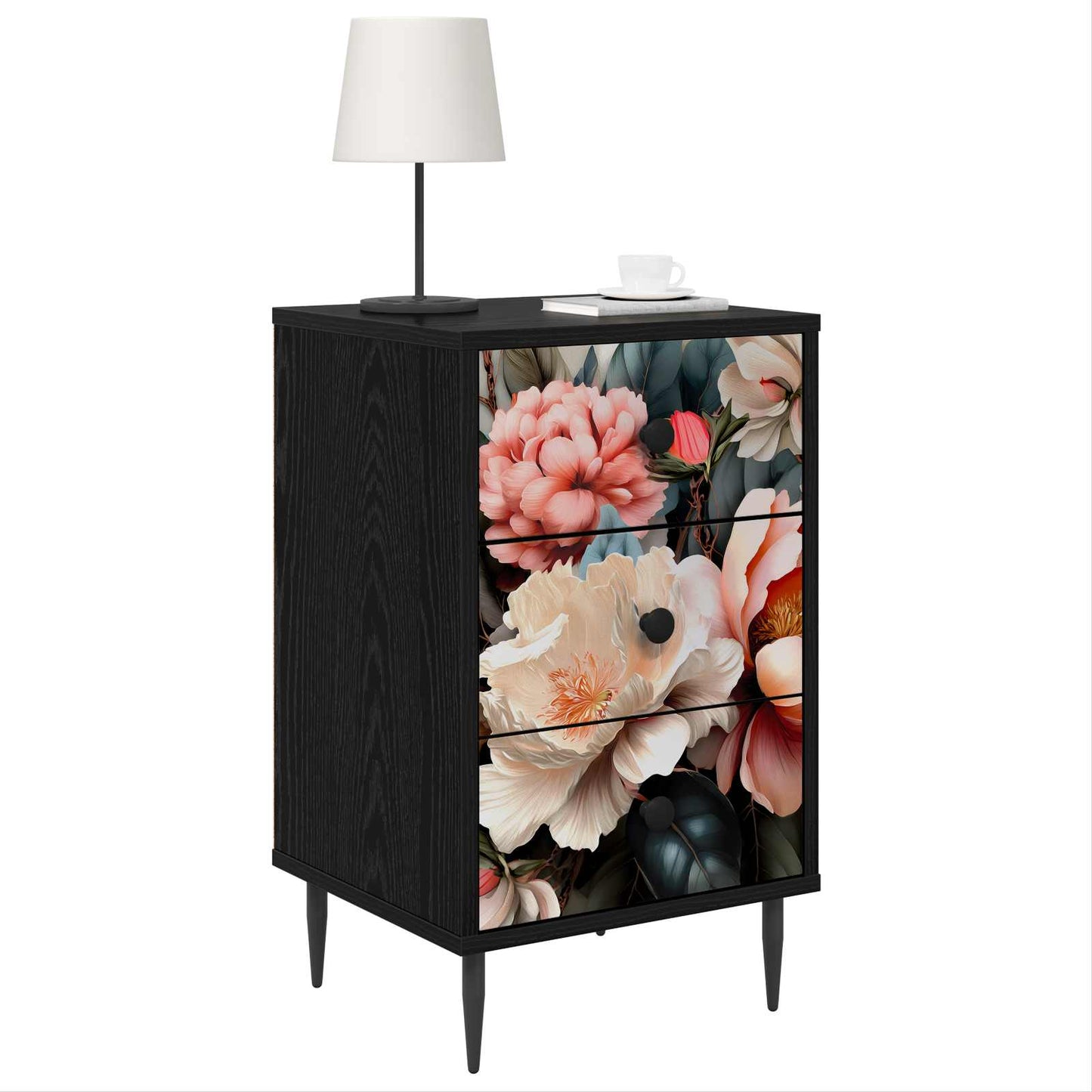 vidaXL Κομοδίνο BORNE Μαύρη Δρυς 36 x 33 x 61 εκ. Επεξεργασμένο Ξύλο