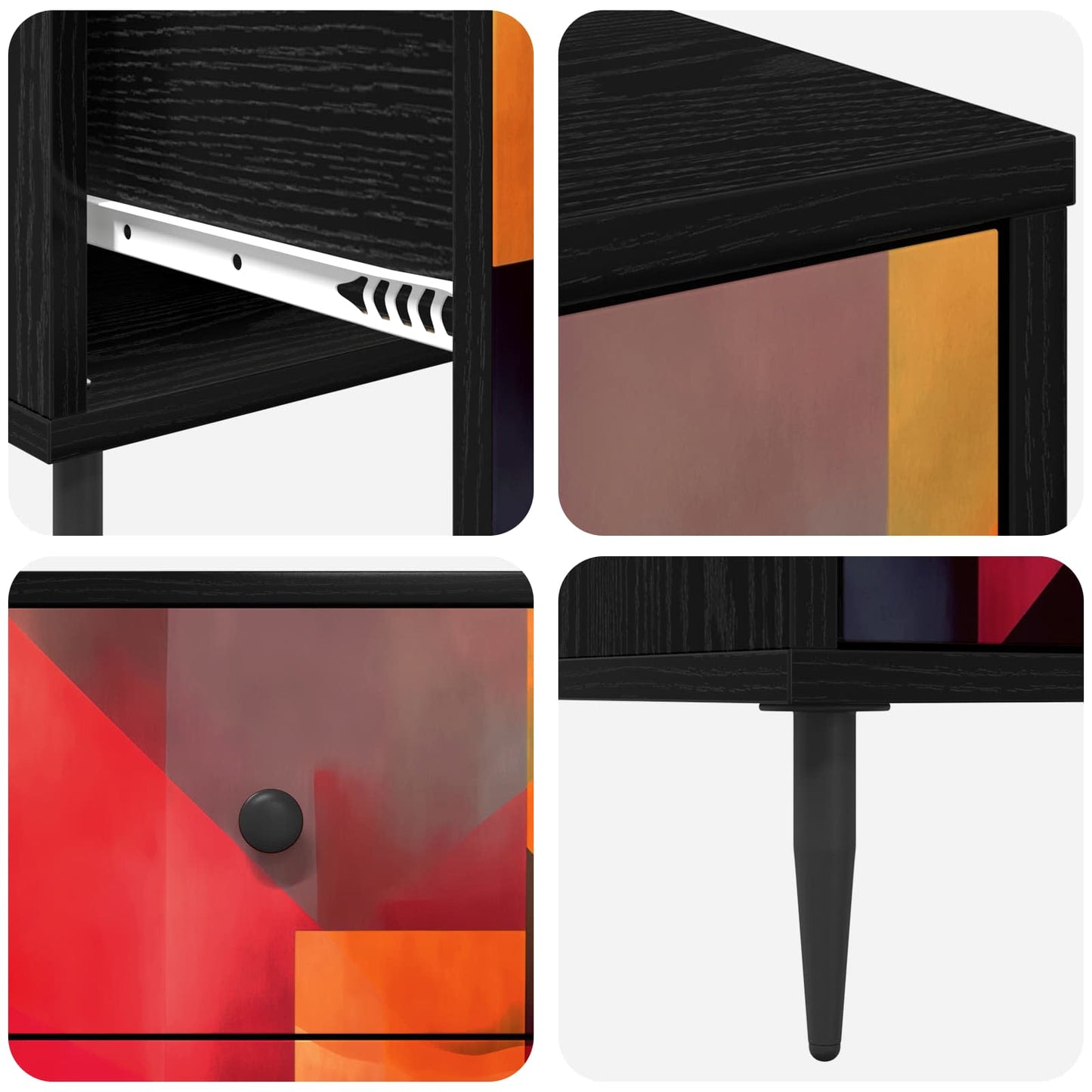 vidaXL Κομοδίνο HEESCH Μαύρη Δρυς 36 x 33 x 61 εκ. Επεξεργασμένο Ξύλο