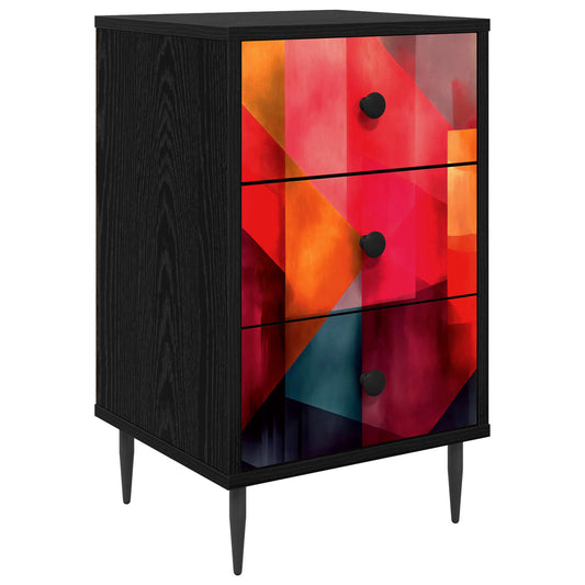 vidaXL Κομοδίνο HEESCH Μαύρη Δρυς 36 x 33 x 61 εκ. Επεξεργασμένο Ξύλο