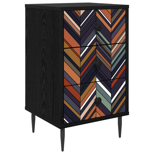 vidaXL Κομοδίνο OMMEN Μαύρη Δρυς 36 x 33 x 61 εκ. Επεξεργασμένο Ξύλο