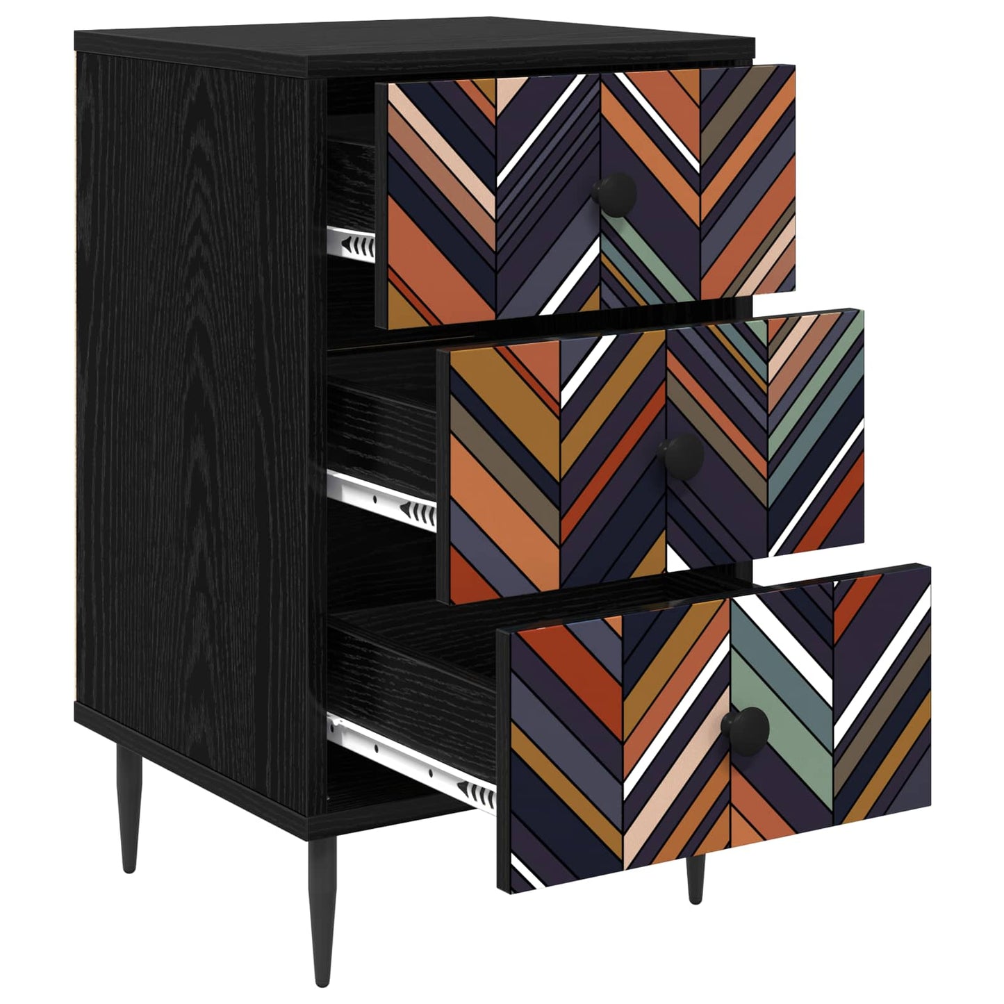 vidaXL Κομοδίνο OMMEN Μαύρη Δρυς 36 x 33 x 61 εκ. Επεξεργασμένο Ξύλο