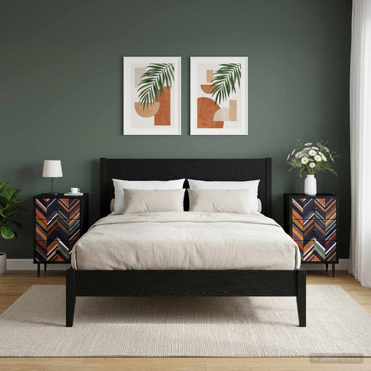 vidaXL Κομοδίνο OMMEN 2 τμχ. Μαύρη Δρυς 36 x 33 x 61 εκ.