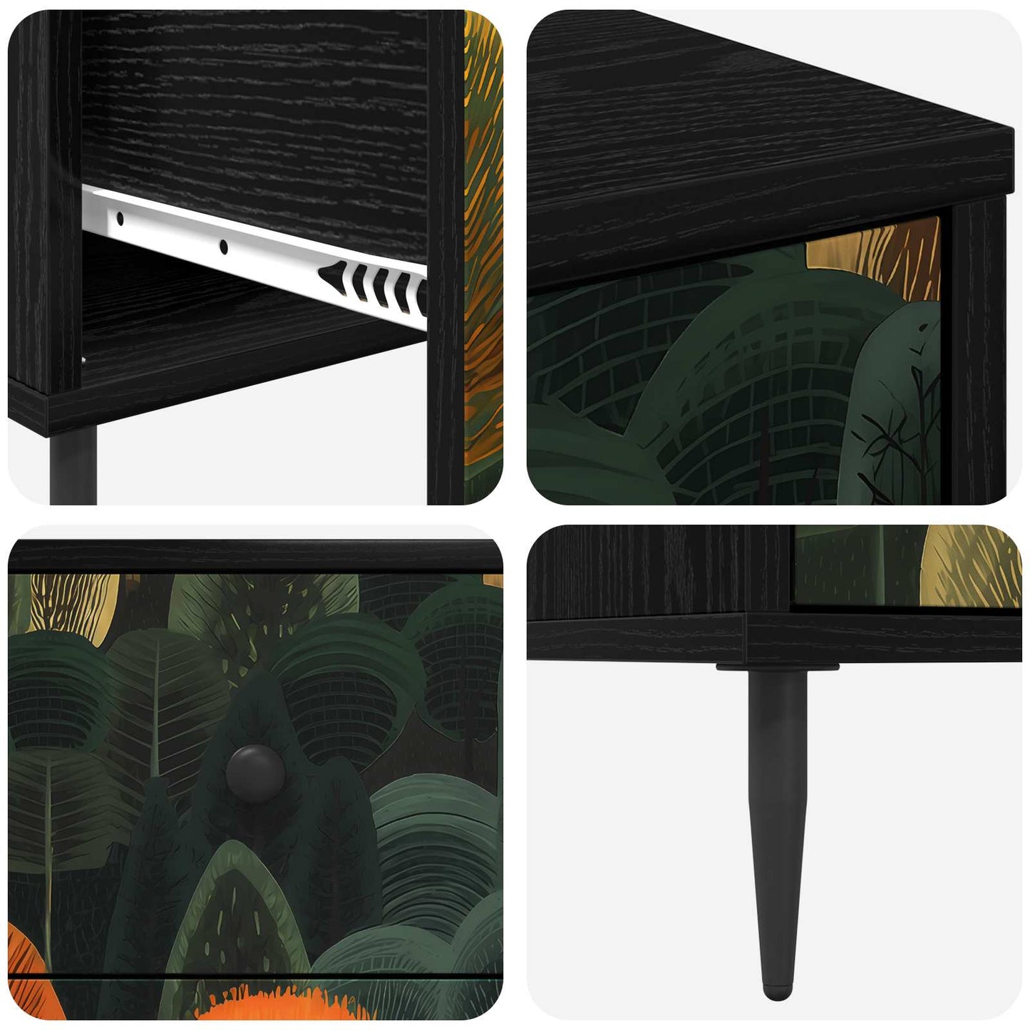 vidaXL Κομοδίνο ZAANDAM Μαύρη Δρυς 36 x 33 x 61 εκ. Επεξεργασμένο Ξύλο