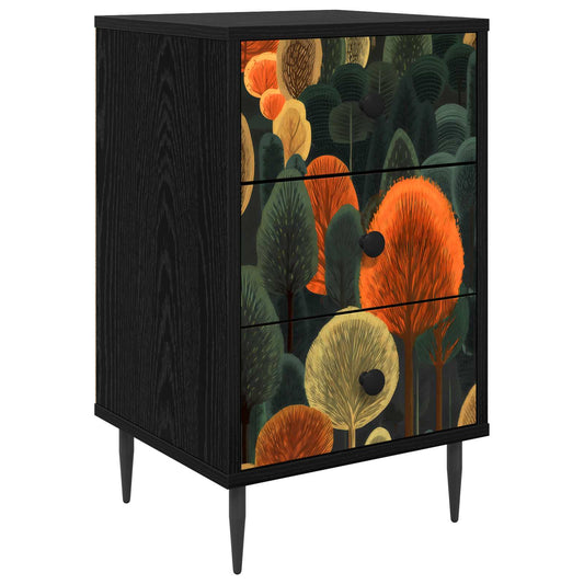 vidaXL Κομοδίνο ZAANDAM Μαύρη Δρυς 36 x 33 x 61 εκ. Επεξεργασμένο Ξύλο