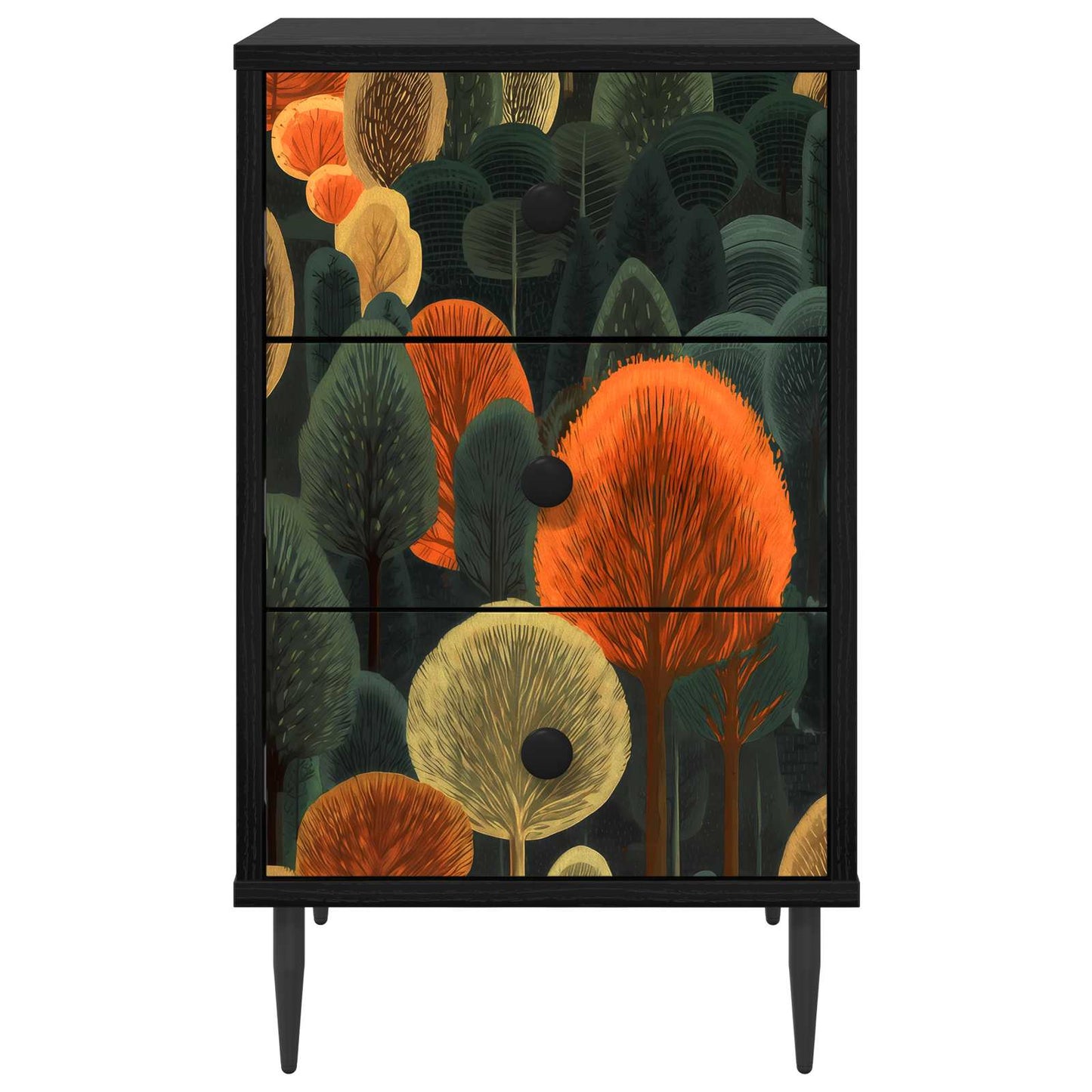 vidaXL Κομοδίνο ZAANDAM Μαύρη Δρυς 36 x 33 x 61 εκ. Επεξεργασμένο Ξύλο