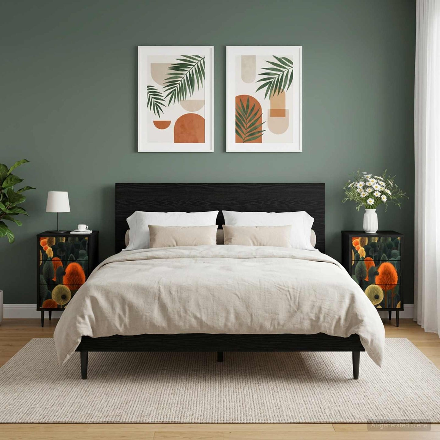 vidaXL Κομοδίνο ZAANDAM 2 τμχ. Μαύρη Δρυς 36 x 33 x 61 εκ.
