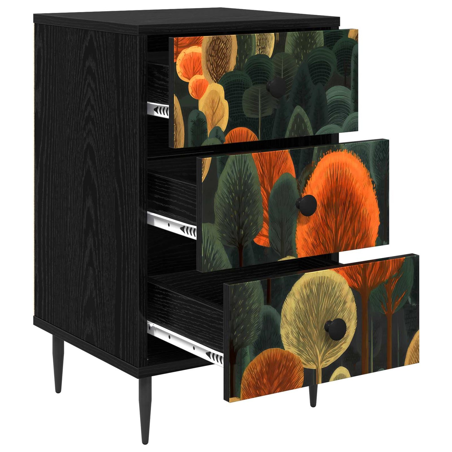 vidaXL Κομοδίνο ZAANDAM 2 τμχ. Μαύρη Δρυς 36 x 33 x 61 εκ.