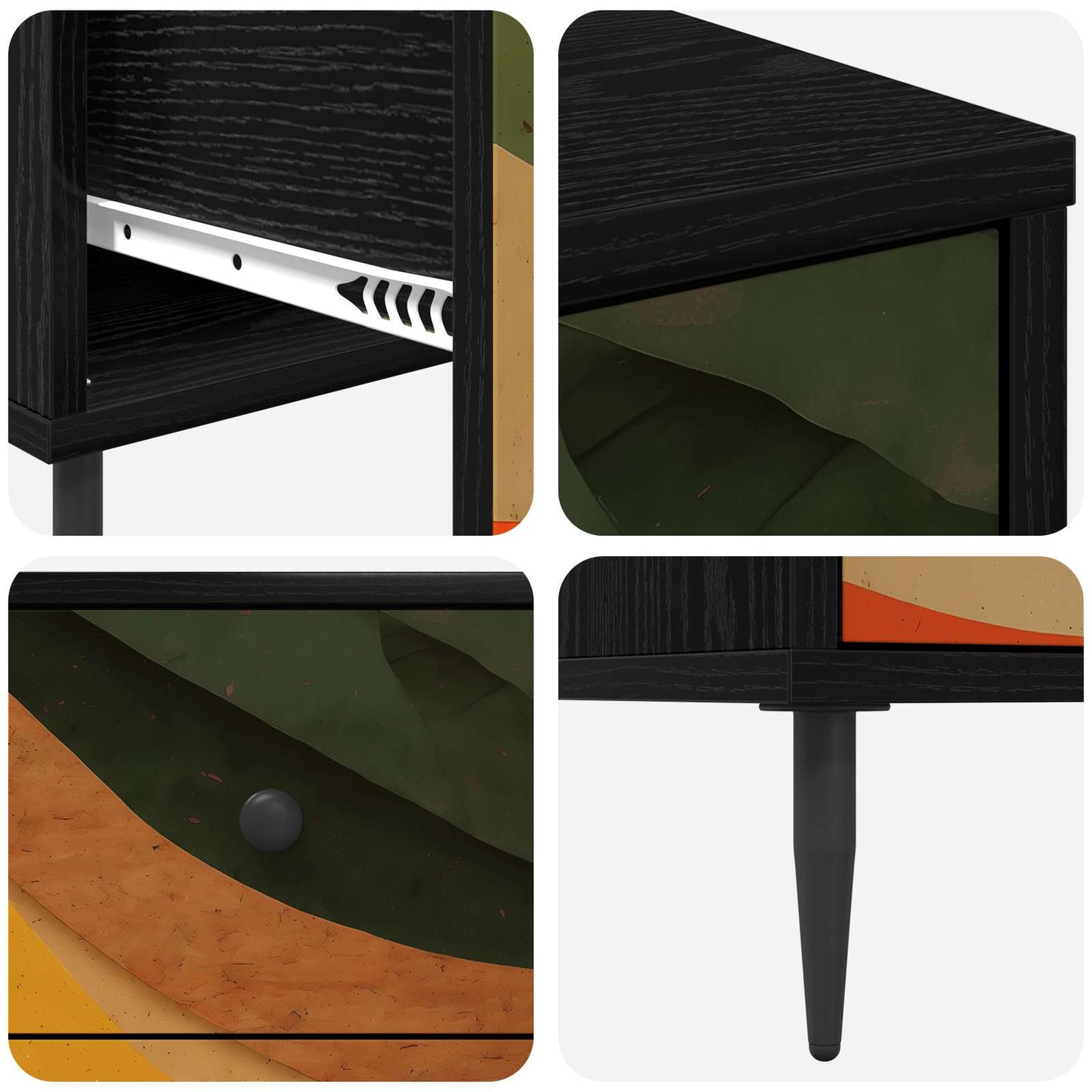 vidaXL Κομοδίνο BONN 2 τμχ. Μαύρη Δρυς 36 x 33 x 61 εκ.