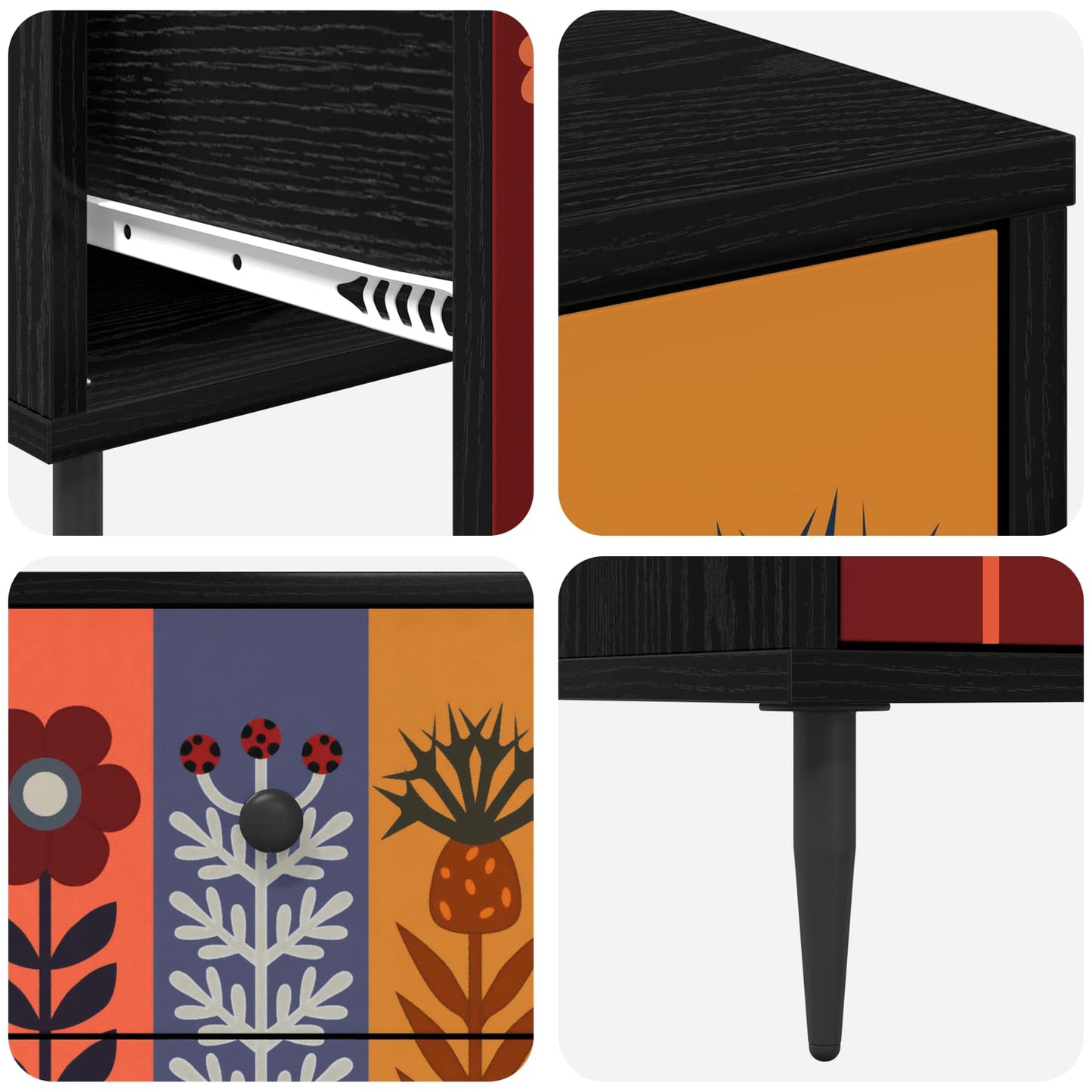vidaXL Κομοδίνο ESSEN Μαύρη Δρυς 36 x 33 x 61 εκ. Επεξεργασμένο Ξύλο